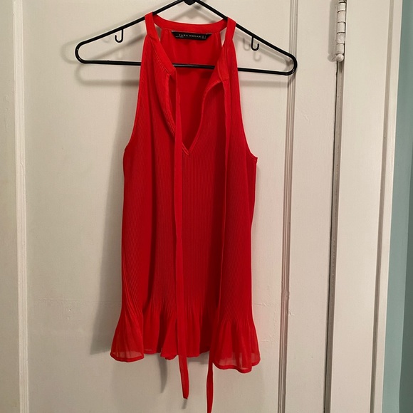 Zara Pleated Tie Neck Halter Top - Picture 2 of 5